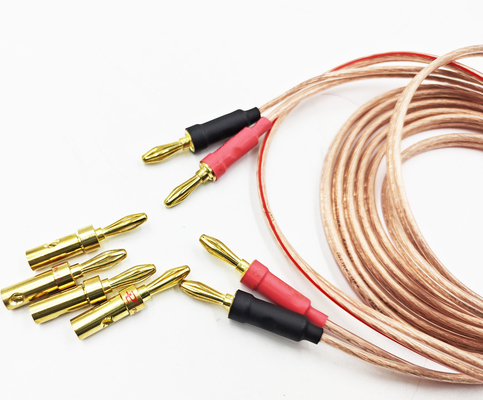 Transparan 14Gauge Banana Wire untuk Bi-Wire Bi-Amp HiFi Surround Sound 99,9% OFC Tembaga