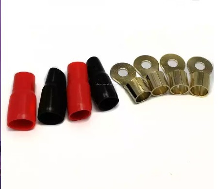 1/0 AWG Tined Copper Lugs Ring Terminals Connectors With Heat Shrink