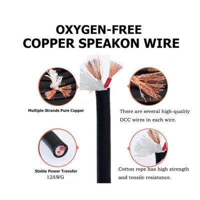 Twist Lock 2 Conductor Speaker Kabel Profesional 50FT Panjang untuk Aplikasi Audio