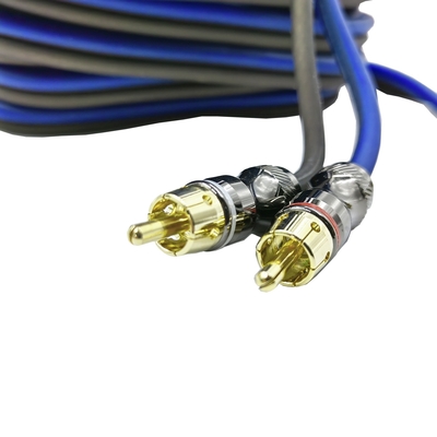 Male to Male 2 RCA Kabel dengan Nylon Berliku Expandable Sleeve 9.5mm Diameter Luar