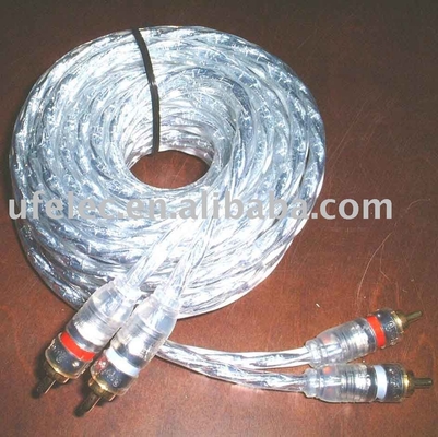Male to Male 2 RCA Kabel dengan Nylon Berliku Expandable Sleeve 9.5mm Diameter Luar