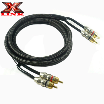 Kabel Audio OFC 100% Tembaga Konduktor 2 Saluran RCA untuk Koneksi Audio Mobil dan Rumah