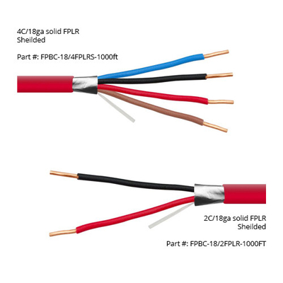 14 16 AWG 2/C 4/C Padat 100% Tembaga EWCS FPLP Kabel Alarm Kebakaran Terlindung