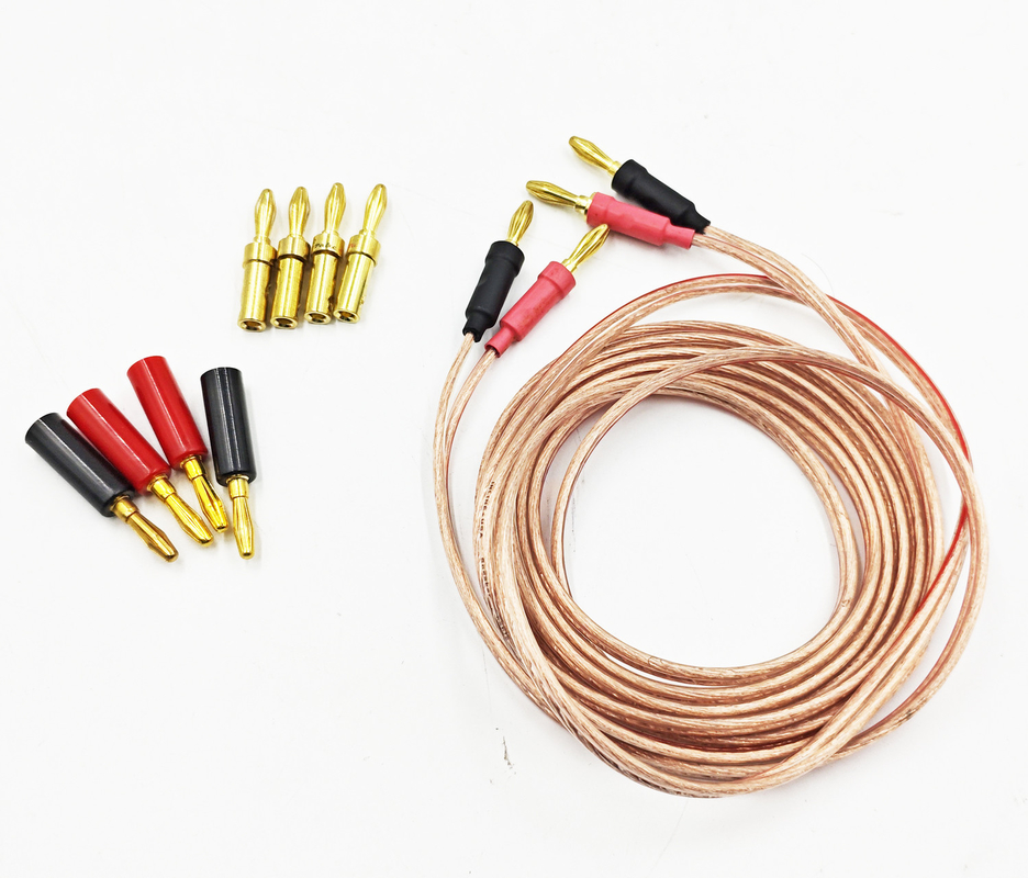 Transparan 14Gauge Banana Wire untuk Bi-Wire Bi-Amp HiFi Surround Sound 99,9% OFC Tembaga