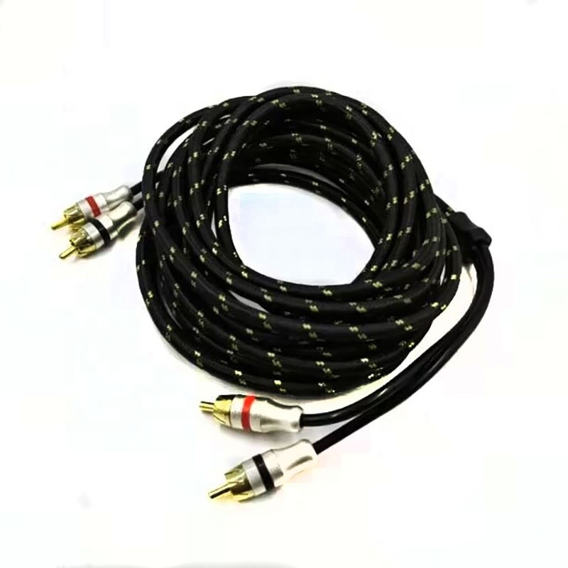5.5mm Diameter Luar PVC Jacketed Mobil Audio RCA Kabel 2M-2M untuk Kinerja High End