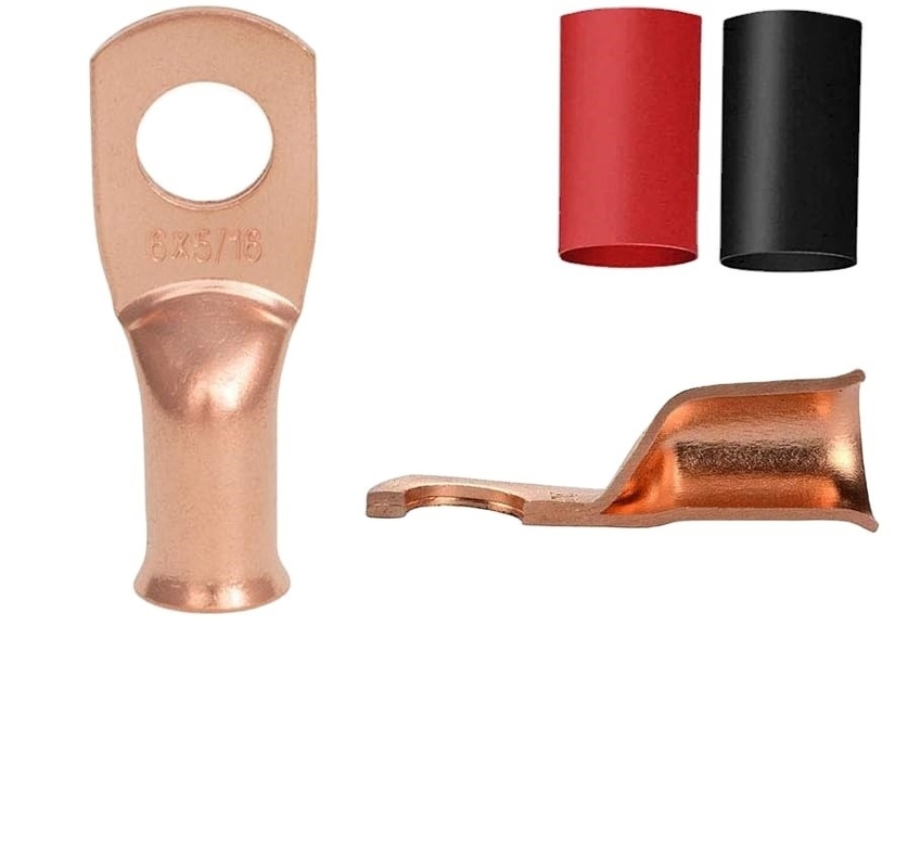Terminal cincin tembaga berkapasitas tinggi untuk ujung kabel baterai AWG 2 4 6 8 10 Gauge