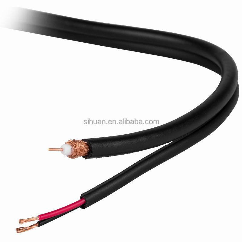 20 AWG Solid Copper RG-59 Coaxial CCTV Cable dengan BNC Connector dan 18/2 Power Cable