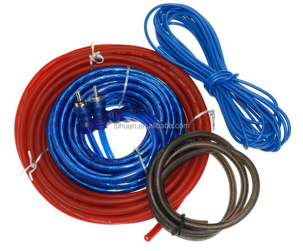 Warna kabel yang dapat disesuaikan dan konektor RCA CCA Car Amplifier Installation Wiring Kit