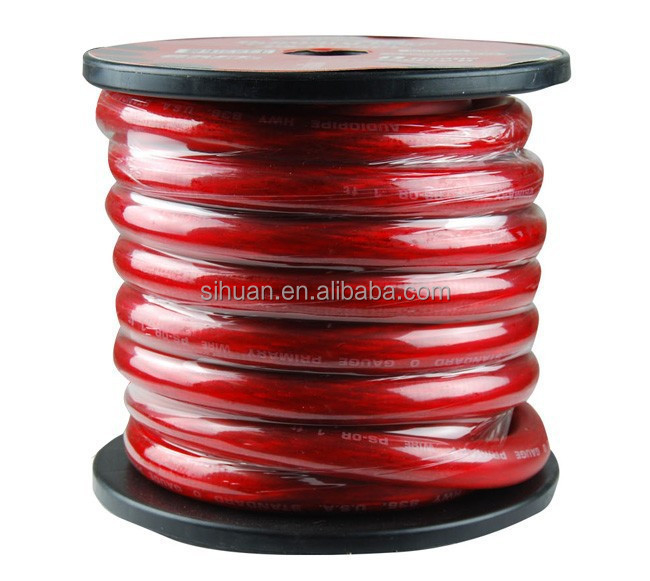 PVC Jacket Tembaga Mobil Audio Power Wire 1/0 2 4 6 AWG Gauge Baterai Kabel